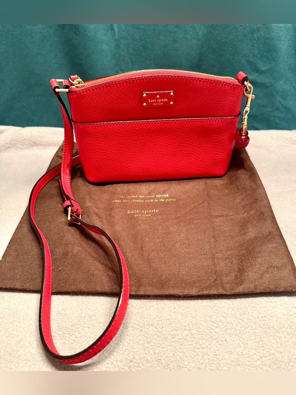 kate spade Millie Grove Street Red Pebbled Leather Crossbody with Gold Hardware